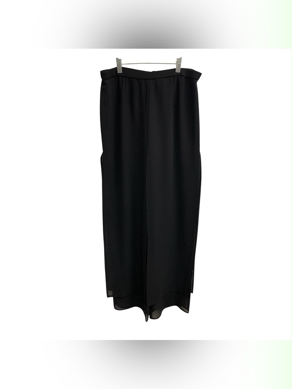 Black Wide-Leg Pull-On Pants Size L